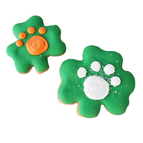 Shamrock w/ Pawprint Cookies - Available to ship on 2/27!