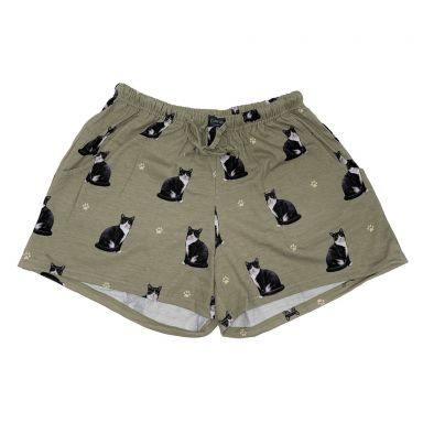 Comfies Pajama Shorts - Black and White Cat
