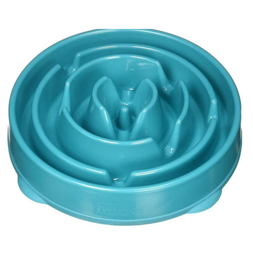 Outward Hound - Non-Skid Plastic Slow Feeder Interactive Dog Bowl - Teal