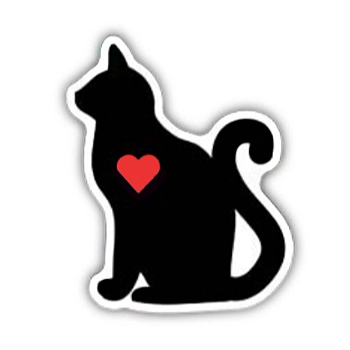 Black Cat Heart Sticker