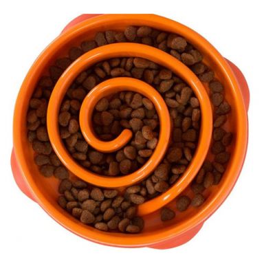 Outward Hound - Non-Skid Fun Feeder Interactive Dog Bowl, Orange
