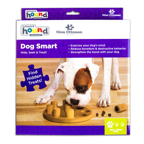 Outward Hound - Dog Smart Composite Interactive Treat Puzzle Dog Toy, Tan - Level  1 Game - Four Your Paws Only
