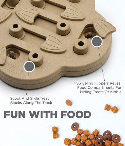 Outward Hound - Hide N' Slide Interactive Treat Puzzle Dog Toy, Tan - Level  2 - Four Your Paws Only