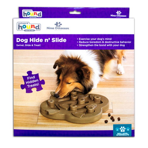 Outward Hound - Hide N' Slide Interactive Treat Puzzle Dog Toy, Tan - Level  2