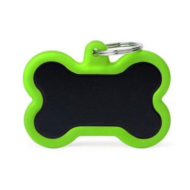 MyFamily - Pet ID Tags - Hushtag - Black Aluminum Bone w/ Rubber