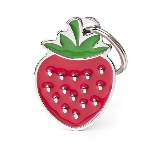 Strawberry Metal Keychain