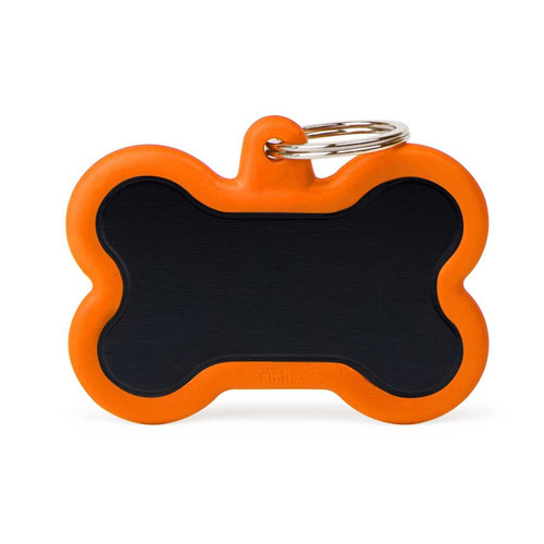 MyFamily - Pet ID Tags - Hushtag - Black Aluminum Bone w