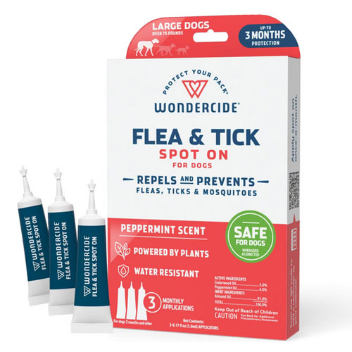 Wondercide - Peppermint Flea & Tick Spot On  for Dogs, 3 doses (3-month supply)