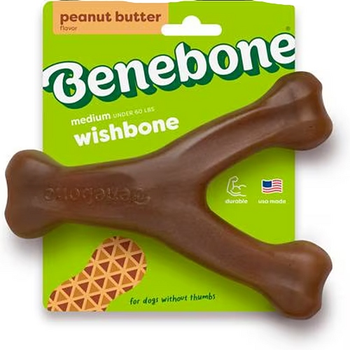Benebone - Wishbone Tough Dog Chew Toy - Peanut Butter Flavor