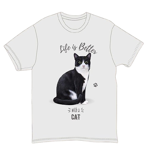 Breed T-Shirts - Black & White Cat