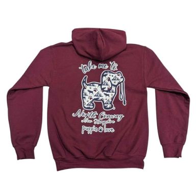 NEW! Puppie Love Hoodies -  Take Me To North Conway - Burgandy