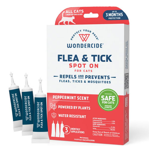Wondercide Spot-On Flea, Tick & Mosquito Repellent for Cats, 3 doses (3-month supply)