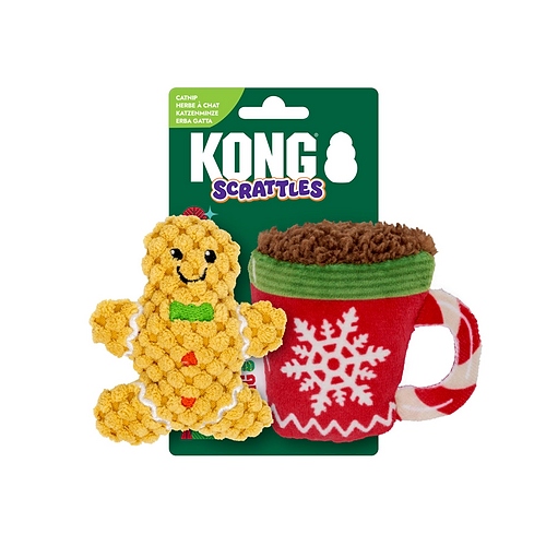 KONG - Holiday Scrattles - Gingerbread - 2pk