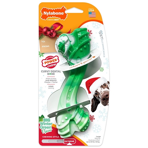 Nylabone - Holiday Power Chew - Curvy Dental Bone - Green