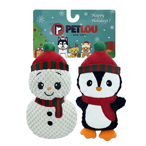 Pet Lou - 6" Christmas Snowman & Penguin - 2pk