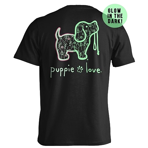 New! Puppie Love Tshirts - Dancing Skeleton Pup (glow in the dark!)