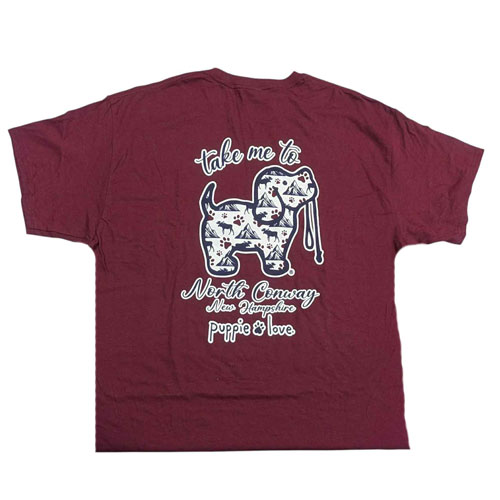NEW! Puppie Love Tshirts-  Take Me To North Conway - Burgandy
