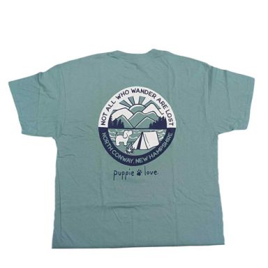 NEW! Puppie Love Tshirts-  North Conway - Not All Who Wander Are Lost - Sage Green