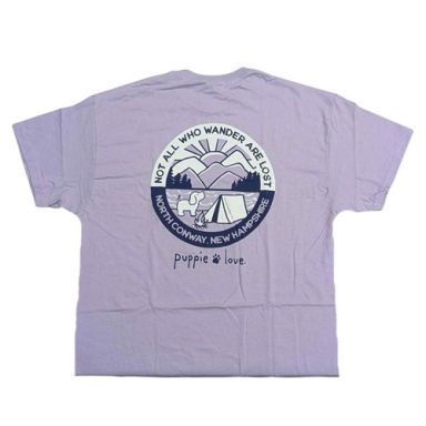NEW! Puppie Love Tshirts-  North Conway - Not All Who Wander Are Lost - Lavender