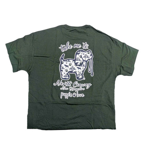 NEW! Puppie Love Tshirts-  Take Me To North Conway - Forest Green