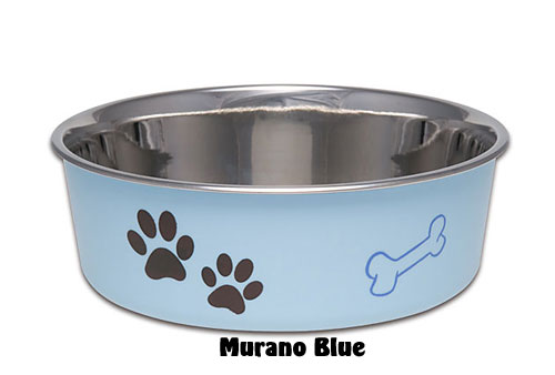 Loving Pets Blue Bella Roma Travel Double Diner Bowl - Small